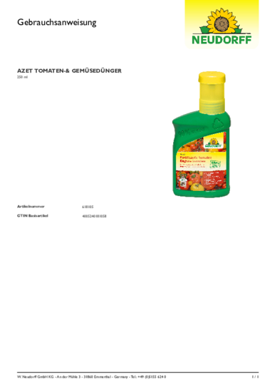 Azet Engrais tomates Gebrauchsanweisung