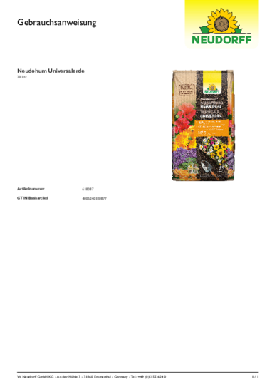 NeudoHum Terreau Universel Gebrauchsanweisung