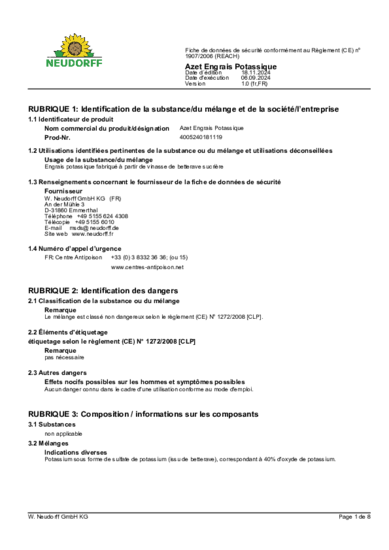 Engrais Potassique Sicherheitsdatenblatt 2024-11 fr-FR