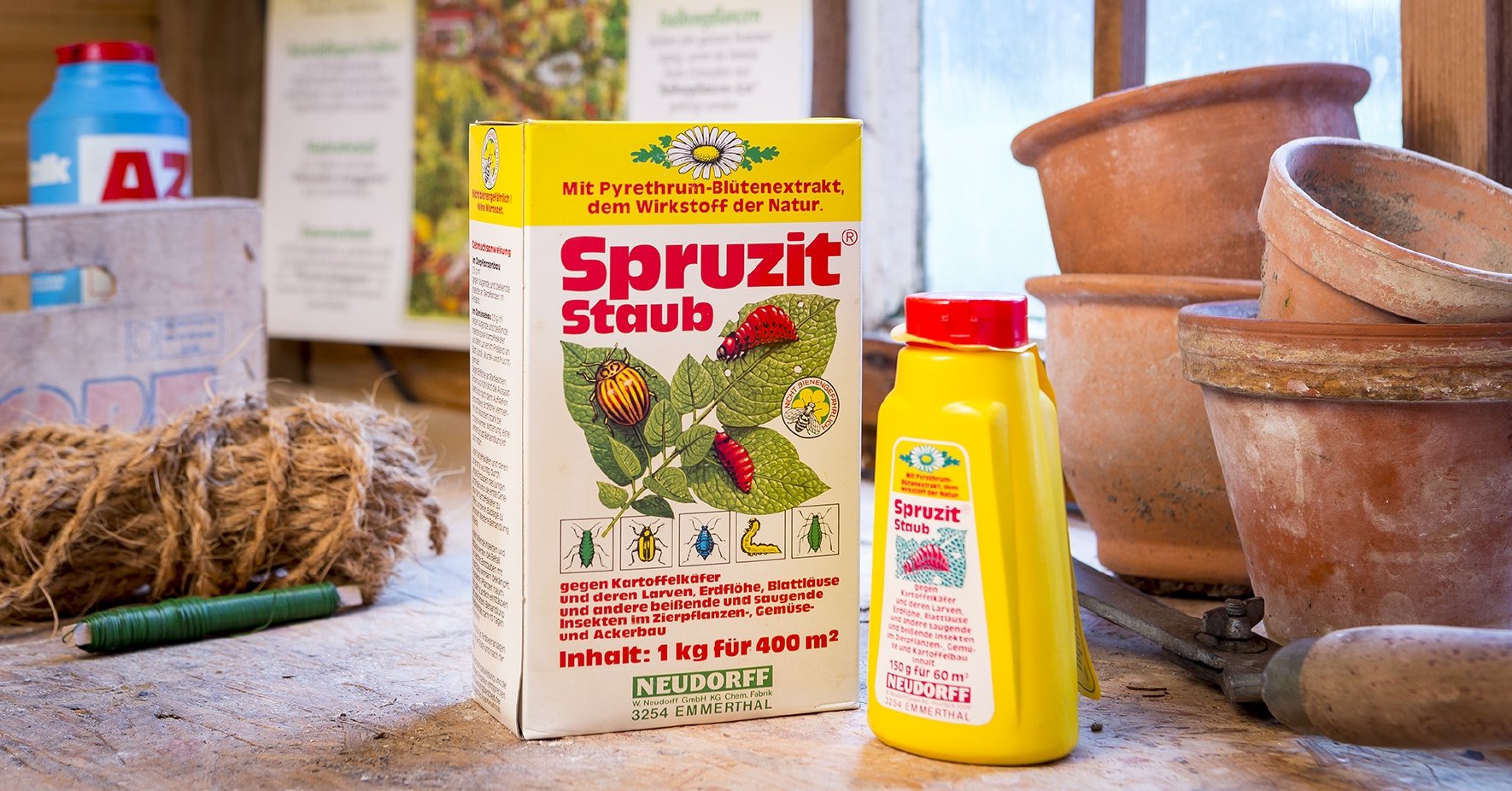 Le produit Spruzit Staub dans son ancien emballage