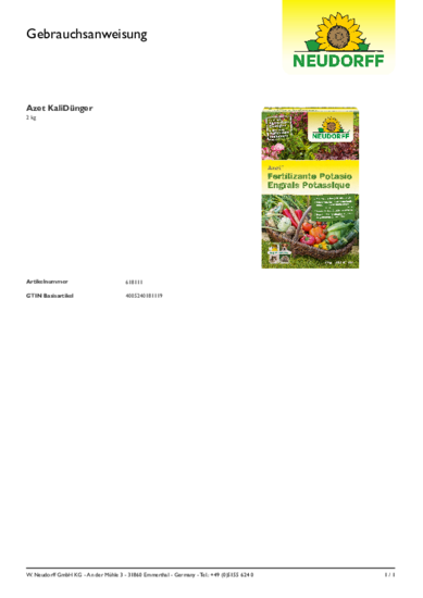 Engrais Potassique Gebrauchsanweisung