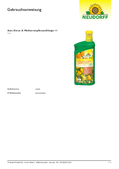 Azet Engrais agrumes Gebrauchsanweisung
