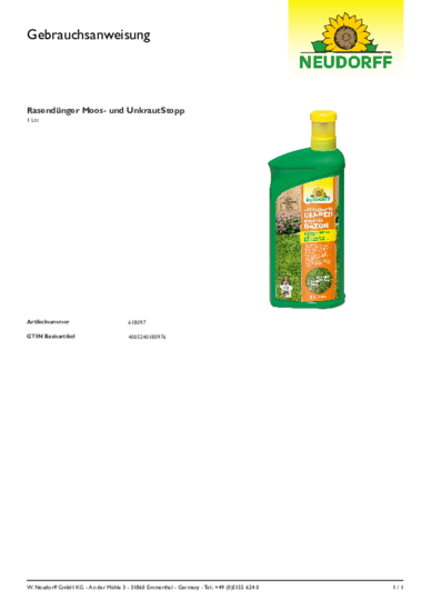 Engrais Gazon liquide Gebrauchsanweisung