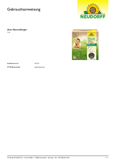 Azet ENGRAIS GAZON Gebrauchsanweisung